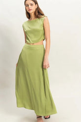 HYFVE Sleeveless Top and Maxi Skirt Set MATCHA OutfitFlow