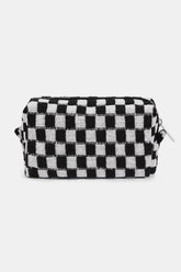 Zenana Checkered Pattern Knitted Cosmetic Pouch Black One Size OutfitFlow