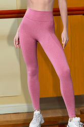 Wide Waist Sports Leggings Fuchsia Pink OutfitFlow