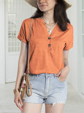 Notched Short Sleeve T-Shirt Pumpkin OutfitFlow