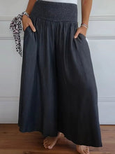 Full Size Smocked Wide Leg Pants with Pockets Black OutfitFlow