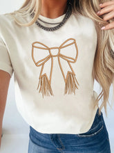 Bowknot Western Round Neck T Shirt White OutfitFlow