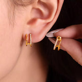 18K Gold-Plated Titanium Steel Rhinestone Earrings Gold One Size OutfitFlow