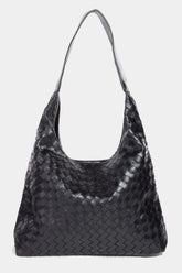 Fame Woven Faux Leather Tote Bag BK One Size OutfitFlow