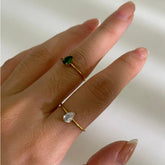 2-Piece 18K Gold-Plated Inlaid Zircon Open Ring Gold One Size OutfitFlow