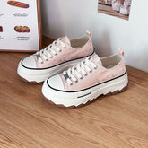 Lace-Up Canvas Platform Sneakers Blush Pink OutfitFlow