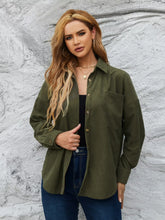 Corduroy Button-Up Shirt Olive Green OutfitFlow