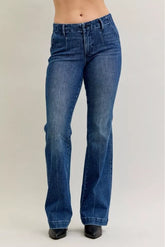 Judy Blue Full Size Mid Rise Bootcut Jeans with Welt Pockets Plus Size DK OutfitFlow