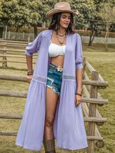 Open Front Half Sleeve Cover Up Lavender OutfitFlow