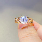 1.5 Carat 925 Sterling Silver Moissanite Ring Gold OutfitFlow