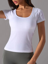 Square Neck Active T-Shirt with Detachable Chest Pads White OutfitFlow