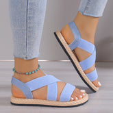 Open Toe Flats Sandals Pastel Blue OutfitFlow