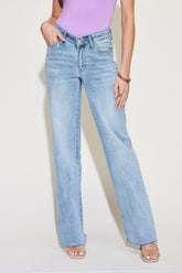 Judy Blue Full Size V Front Waistband Straight Jeans Light OutfitFlow
