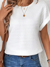 Plus Size Textured Round Neck Short Sleeve Top White OutfitFlow