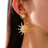 18K Gold-Plated Sun Burst Drop Earrings Gold One Size OutfitFlow