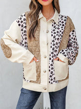 Leopard Waffle Quilted Patchwork Button Front Jacket Camel OutfitFlow