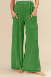 BiBi 2tone Cord Rib Waist Band Side Pocket Pants JADE OutfitFlow