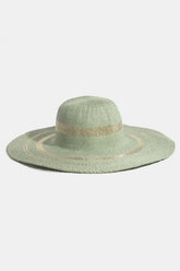 Fame Metallic Accent Trim Floppy Sun Hat Sage One Size OutfitFlow
