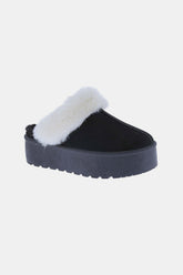 Weeboo Thick Bottom Fur Trim Snow Slippers Black OutfitFlow