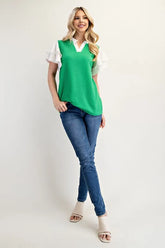 Celeste Full Size Solid Color Top with Ruffle Layered Sleeves Plus Size GREEN OutfitFlow