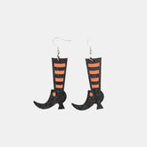 Alloy Wooden Boots Earrings Black One Size OutfitFlow