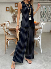 Striped Sleeveless Top and Pants Two-Piece Set Black OutfitFlow