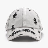 Distressed Letter Embroidered Baseball Cap Black One Size OutfitFlow