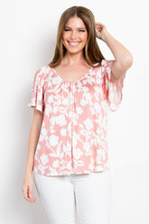 Be Stage Full Size Foral Cold Shoulder Top Pink OutfitFlow