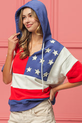 BiBi American Flag Theme Hoodie Navy Red OutfitFlow