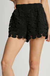 Umgee Full Size Polka Dot Lace Shorts Plus Size Black OutfitFlow