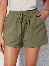 Elastic Waist Shorts with Pockets Army Green OutfitFlow