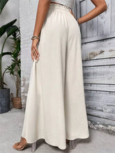 Frill Wide Leg Pants Beige OutfitFlow