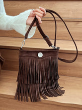Fringe Adjustable Strap Crossbody Bag Chocolate One Size OutfitFlow