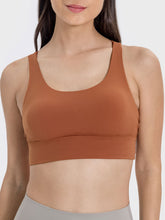 Millennia Crisscross Scoop Neck Active Tank Caramel OutfitFlow