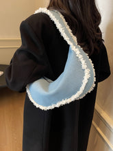 Raw Hem Denim Shoulder Bag Light Blue One Size OutfitFlow