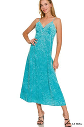 Zenana Tencel Mineral Washed Maxi Dress LT TEAL OutfitFlow