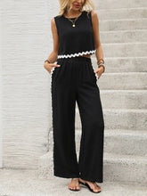 Round Neck Sleeveless Top and Pants Set Black OutfitFlow