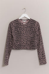 HYFVE Animal Print Snap Down Crop Cardigan Dusty Lavender OutfitFlow