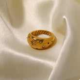 18K Gold-Plated Zircon Ring Gold OutfitFlow