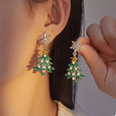 Christmas Tree Drop Earrings Dark Green One Size OutfitFlow