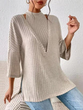 Ribbed Knit Tank & Long Sleeve Top Set Dust Storm OutfitFlow