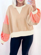 Color Block Long Sleeve Sweatshirt Dust Storm OutfitFlow