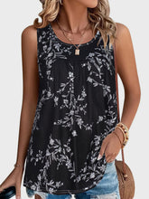 Printed Round Neck Tank Black OutfitFlow