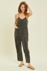 HEYSON Full Size Mineral-Washed Oversized Jumpsuit with Pockets Black OutfitFlow