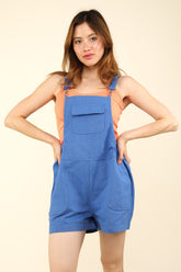 VERY J Adjustable Suspender Overalls with Pockets Royal Blue OutfitFlow