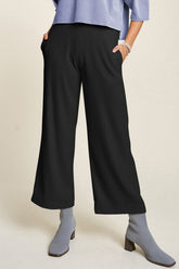 Davi & Dani Wide Leg Mid-Rise Pants Black OutfitFlow