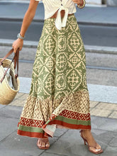 Geometric Elastic Waist Maxi Skirt Matcha Green OutfitFlow