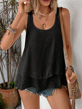 Layered Scoop Neck Wide Strap Tank Black OutfitFlow