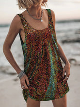Sequin Scoop Neck Mini Dress Multicolor OutfitFlow