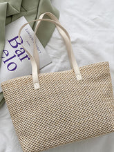 Solid Color Woven Tote Bag Beige One Size OutfitFlow